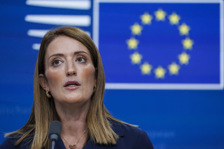 Roberta Metsola (Photo by NICOLAS MAETERLINCK / BELGA MAG / Belga via AFP)