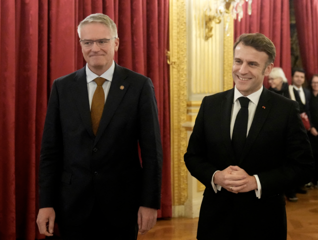 Mathias Cormann, secrétaire général de l'OCDE et Emmanuel Macron, président de la République française -Michel Euler / POOL / AFP