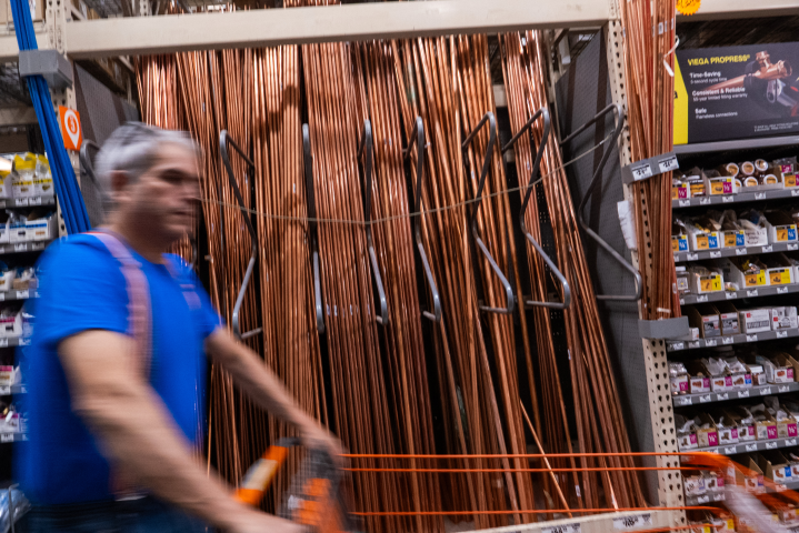 Cuivre dans un magasin américain. Photo by SPENCER PLATT / GETTY IMAGES NORTH AMERICA / Getty Images via AFP