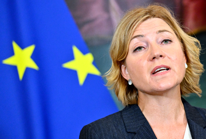 Henna Virkkunen, vice-présidente de la Commission européenne, chargée de la Souveraineté technologique (Photo by HANS KLAUS TECHT / APA / AFP)