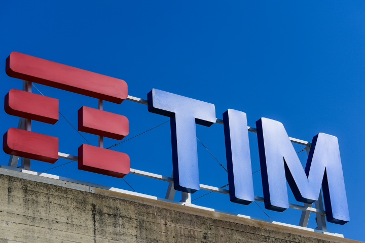 The Telecom Italia (TIM) logo - Photo by Miguel MEDINA / AFP