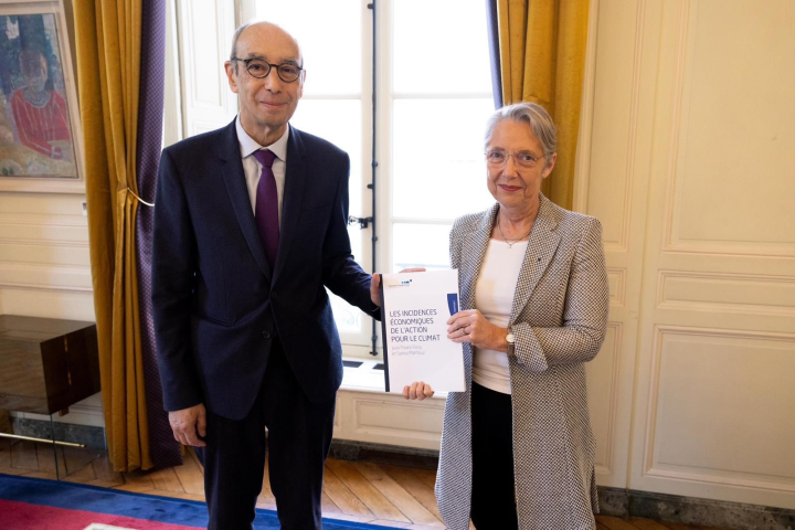 L'économiste Jean Pisani-Ferry (à gauche) et Elisabeth Borne, Première ministre (à droite) (DR/France Stratégie)