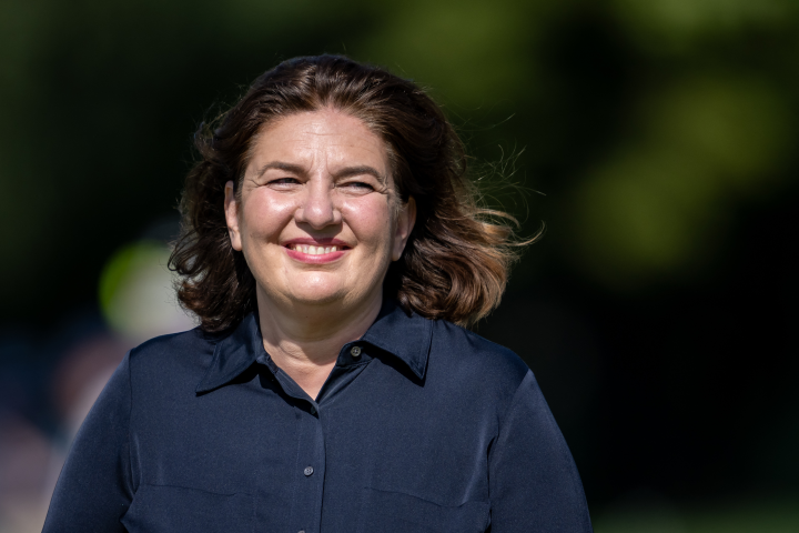 Valérie Baudson, la directrice générale d'Amundi - Photo by Fabrice COFFRINI / AFP