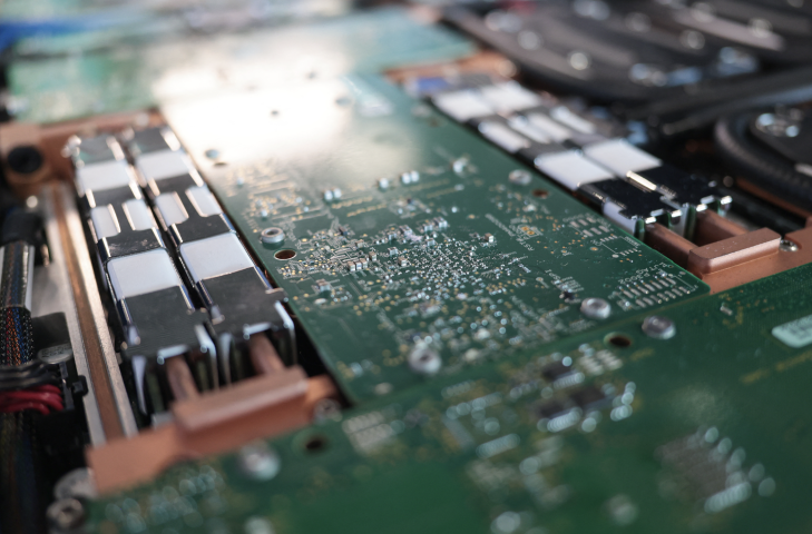 Lame de calcul CPU/GPU a refroidissement direct a eau, concu pour les calculs de l intelligence artificielle. Photo by Eric Dervaux / Hans Lucas / Hans Lucas via AFP