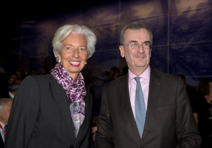 Christine Lagarde, Présidente de la Banque centrale européenne et François Villeroy de Galhau, gouverneur de la Banque de France - Crédits : ERIC PIERMONT / AFP
