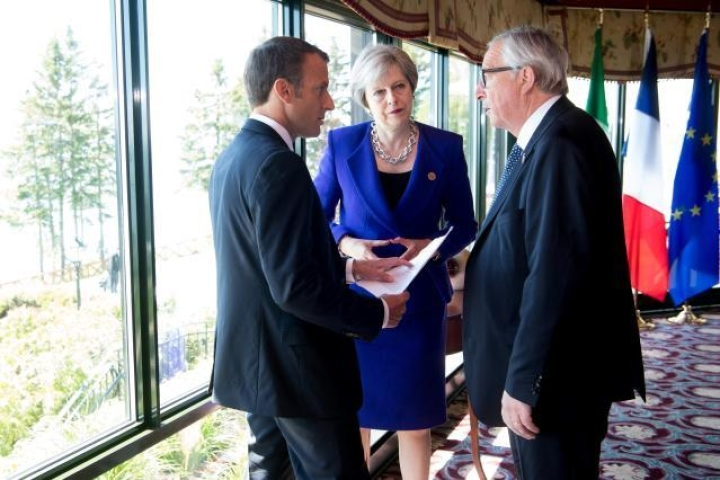 Theresa May-Jean-Claude Juncker-Emmanuel Macron