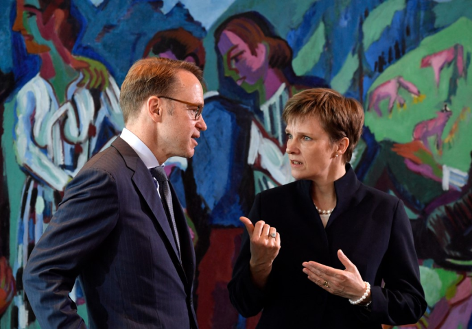 Jens Weidmann et Claudia Buch, respectivement président et vice-présidente de la Bundesbank - John MACDOUGALL / AFP